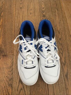New Balance Men’s 550 White and Royal Blue Sneakers